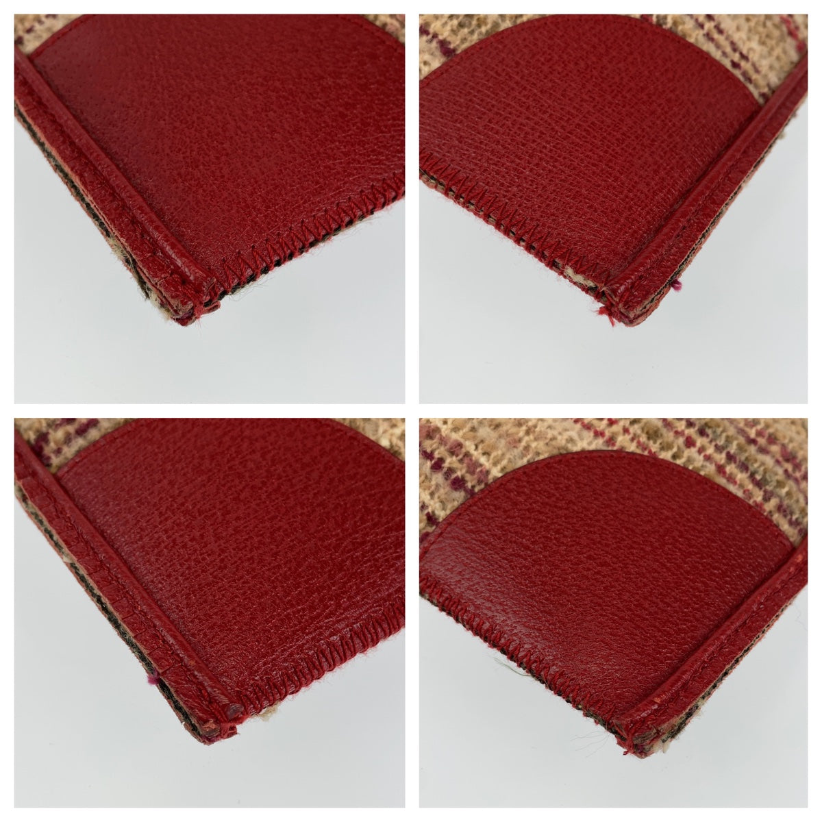H-00199
PRADA プラダ 三角ロゴプレート レッド 赤 ベージュ 茶 シルバー金具 ウール / レザー ハンドバッグ トートバッグ  レディース