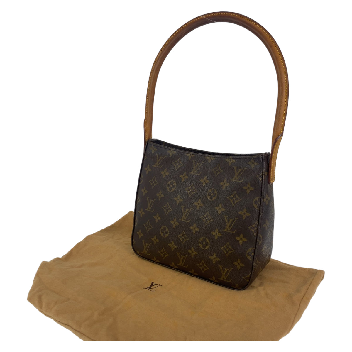C-072
LOUIS VUITTON ルイヴィトン モノグラム ルーピングMM ブラウン 茶 ゴールド金具 PVC M51146 ショルダーバッグ トートバッグ  レディース