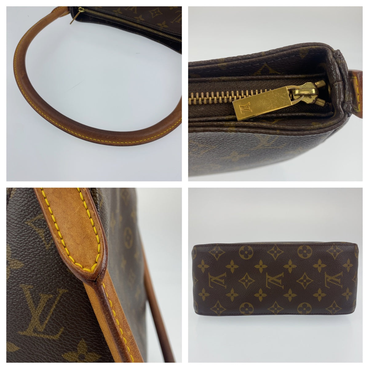 C-072
LOUIS VUITTON ルイヴィトン モノグラム ルーピングMM ブラウン 茶 ゴールド金具 PVC M51146 ショルダーバッグ トートバッグ  レディース