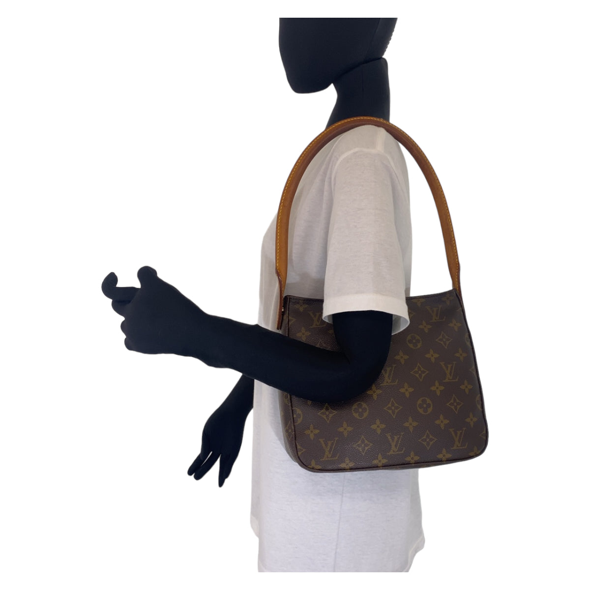 C-072
LOUIS VUITTON ルイヴィトン モノグラム ルーピングMM ブラウン 茶 ゴールド金具 PVC M51146 ショルダーバッグ トートバッグ  レディース