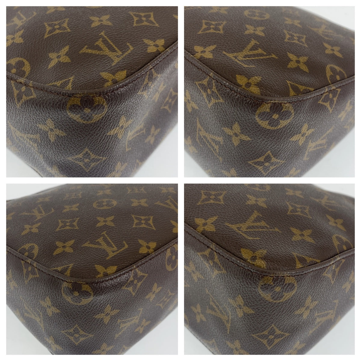 C-072
LOUIS VUITTON ルイヴィトン モノグラム ルーピングMM ブラウン 茶 ゴールド金具 PVC M51146 ショルダーバッグ トートバッグ  レディース