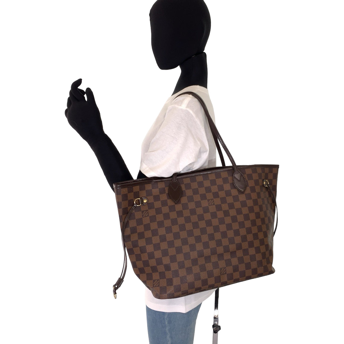 C-065
LOUIS VUITTON ルイヴィトン ダミエ ネヴァーフルMM ブラウン PVC N51105 トートバッグ ショルダーバッグ  レディース