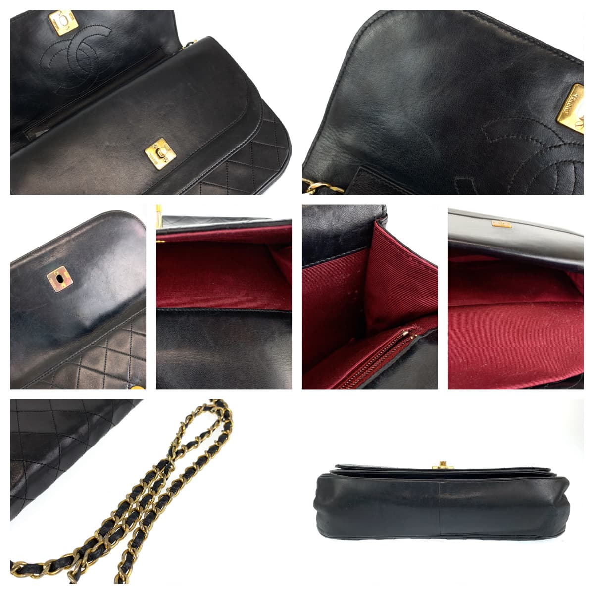 H-00304
CHANEL シャネル マトラッセ ダブルフラップ ココマーク ターンロック ブラック 黒 ゴールド金具 ラムスキン チェーンショルダーバッグ 肩掛け  レディース