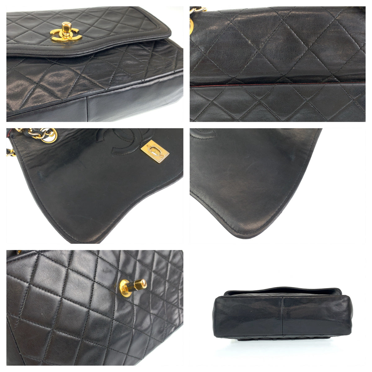 H-00305
CHANEL シャネル ヴィンテージ マトラッセ ココマーク ターンロック ブラック 黒 ゴールド金具 ラムスキン チェーンショルダーバッグ 斜め掛け  レディース