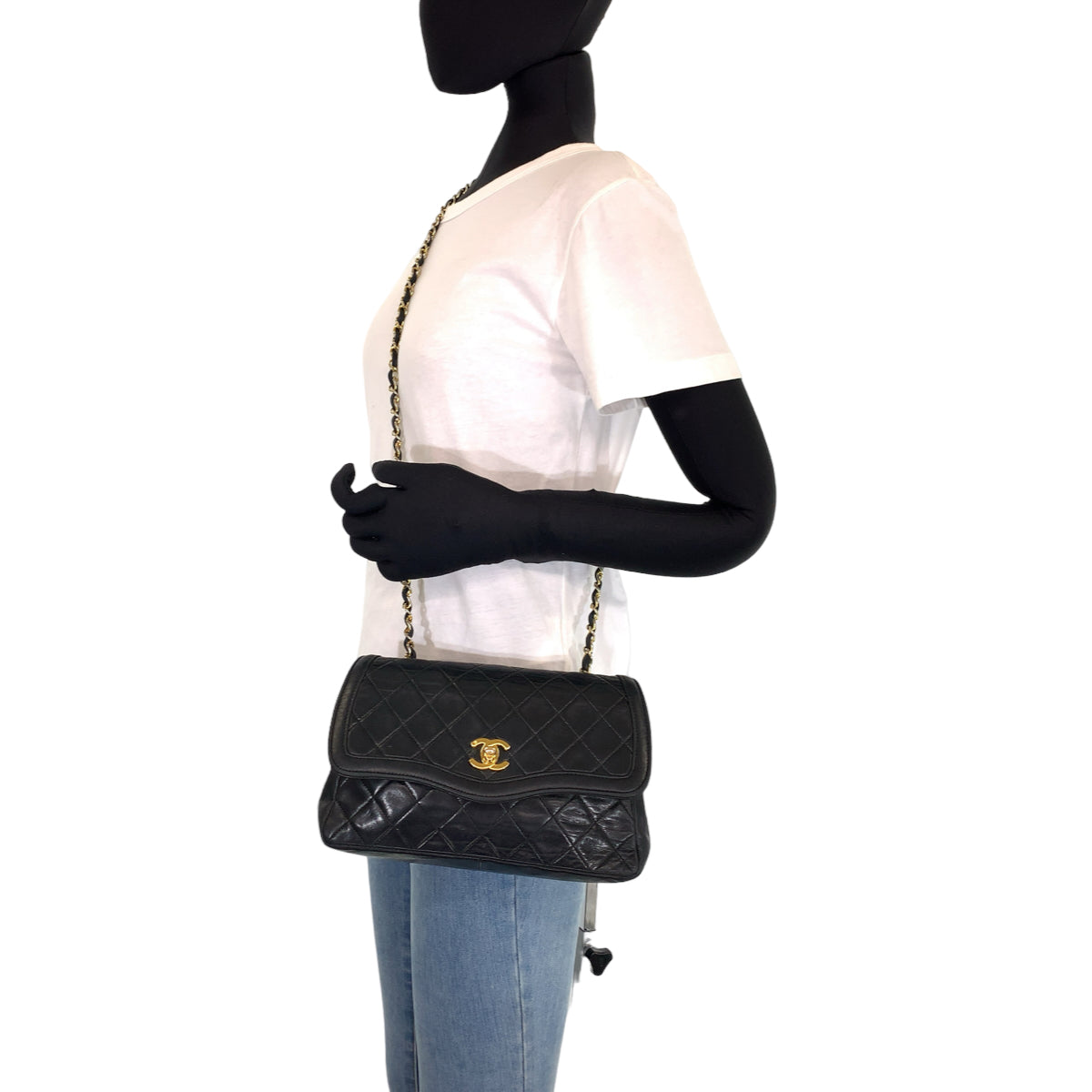 H-00305
CHANEL シャネル ヴィンテージ マトラッセ ココマーク ターンロック ブラック 黒 ゴールド金具 ラムスキン チェーンショルダーバッグ 斜め掛け  レディース