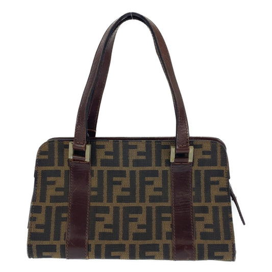 10224
FENDI フェンディ ヴィンテージ ズッカ柄 ブラウン シルバー金具 キャンバス / レザー ショルダーバッグ ハンドバッグ トートバッグ  レディース