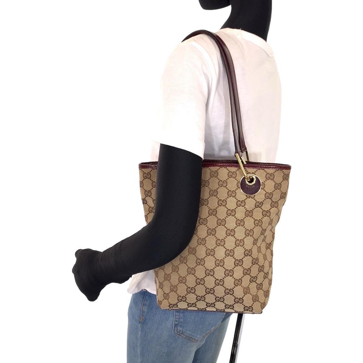 H-00306
GUCCI グッチ ベージュ ボルドー GGキャンバス / レザー 120840 ショルダーバッグ トートバッグ  レディース
