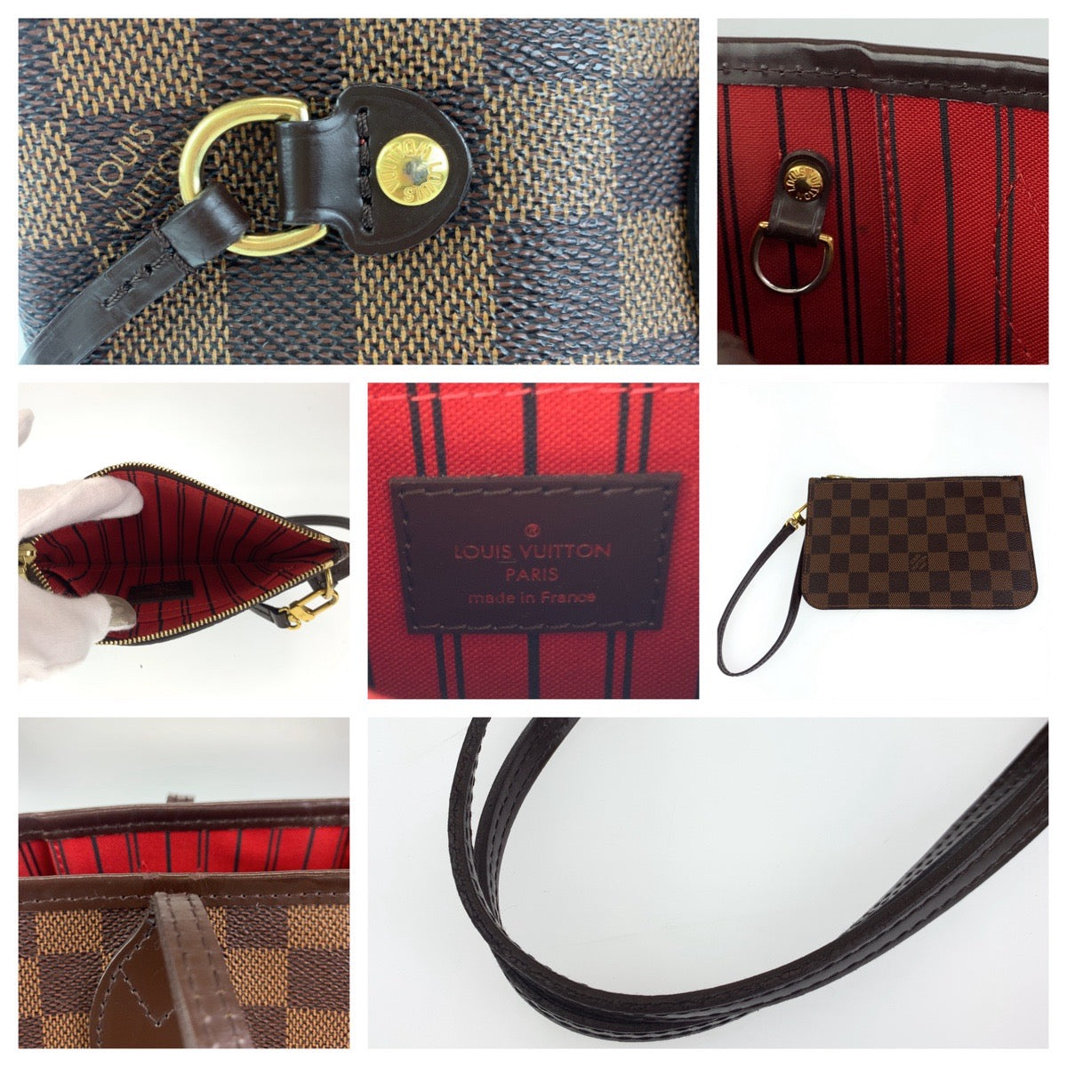 10225
LOUIS VUITTON ルイヴィトン ダミエ ネヴァーフルPM ポーチ付き ブラウン ゴールド金具 PVC N41359 ショルダーバッグ トートバッグ  レディース
