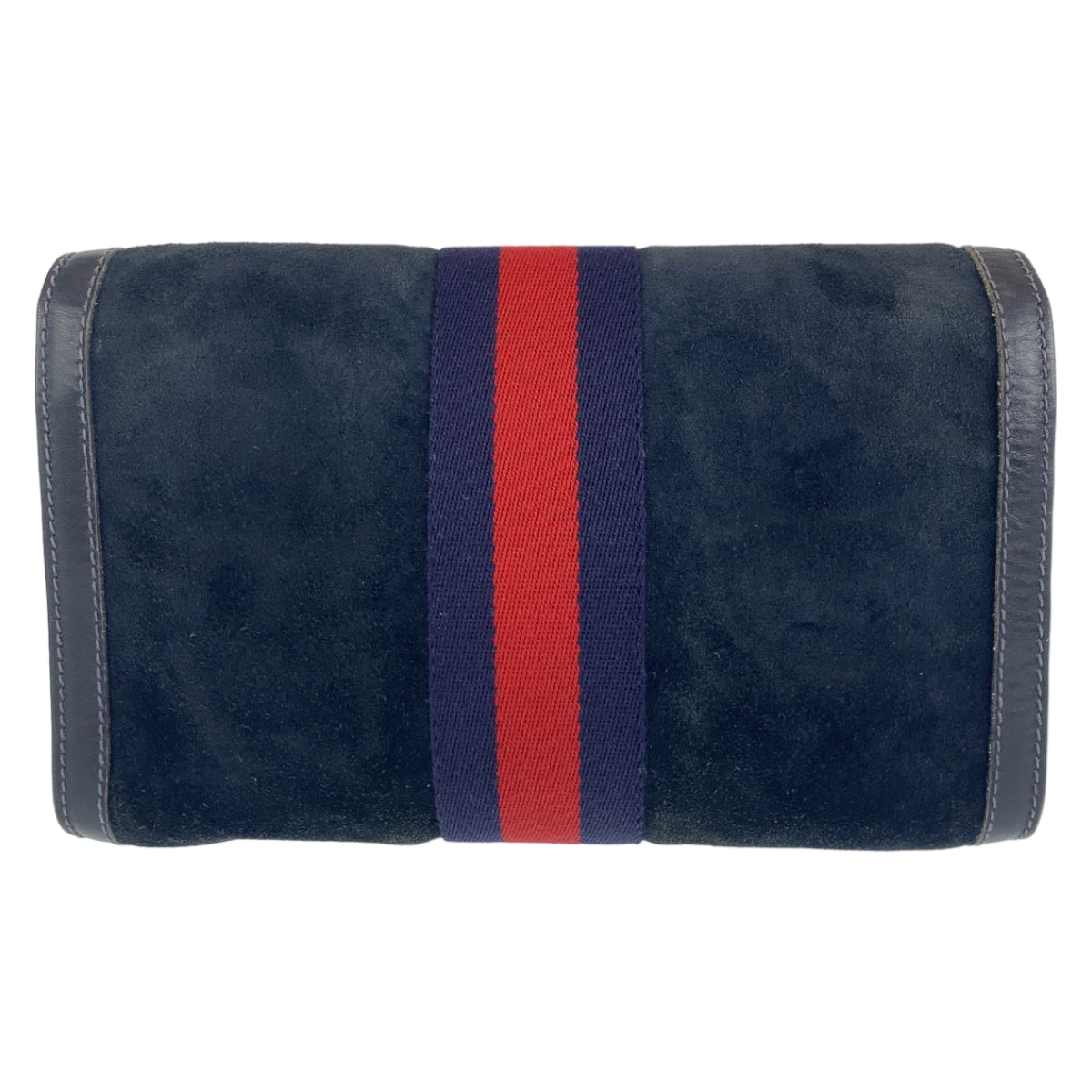 C-112
GUCCI グッチ ヴィンテージ オールドグッチ シェリーライン ネイビー ゴールド金具 スウェード / レザー クラッチバッグ セカンドバッグ  メンズ