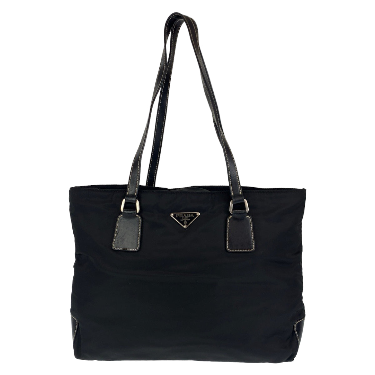 C-113
PRADA プラダ テスート ブラック 黒 シルバー金具 ナイロン トートバッグ 肩掛けショルダー  レディース