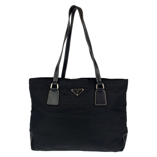 C-113
PRADA プラダ テスート ブラック 黒 シルバー金具 ナイロン トートバッグ 肩掛けショルダー  レディース