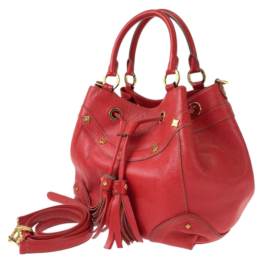 H-00307
MCM エム・シー・エム タッセル レッド 赤 ゴールド金具 レザー ショルダーバッグ ハンドバッグ 2way  レディース