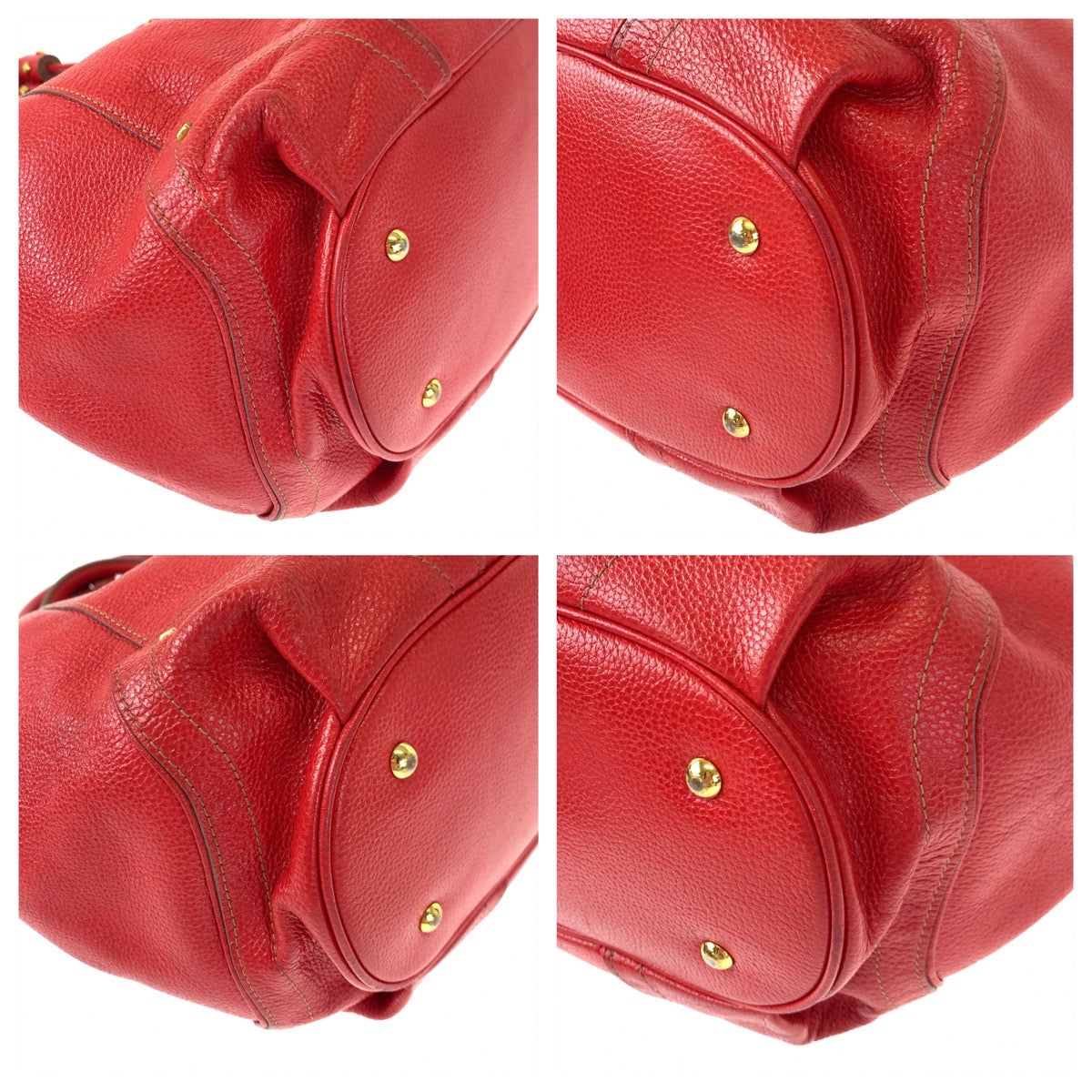 H-00307
MCM エム・シー・エム タッセル レッド 赤 ゴールド金具 レザー ショルダーバッグ ハンドバッグ 2way  レディース