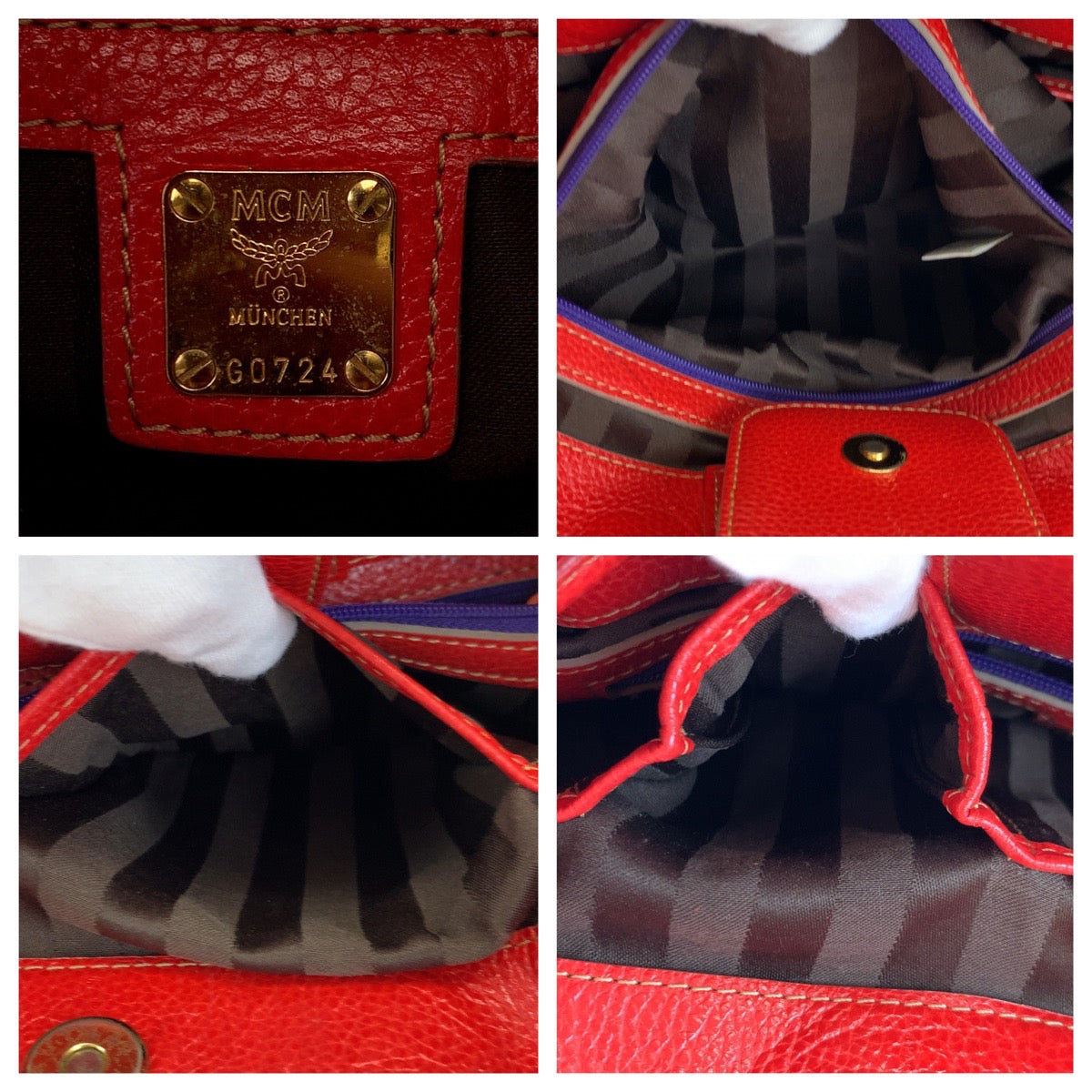 H-00307
MCM エム・シー・エム タッセル レッド 赤 ゴールド金具 レザー ショルダーバッグ ハンドバッグ 2way  レディース
