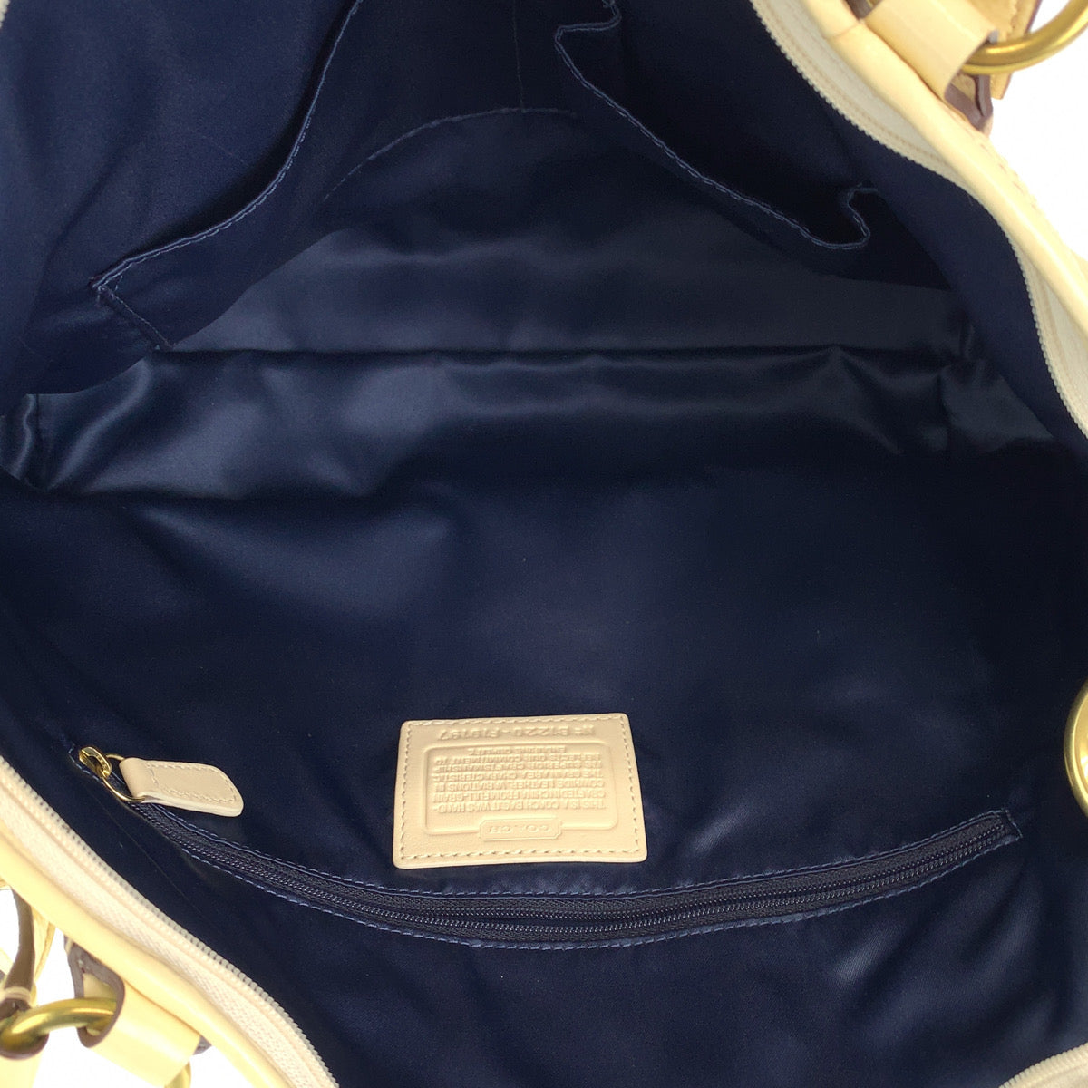 12667
 COACH Signature Cream Beige Enamel F19197 2way Shoulder Bag Tote Bag Crossbody Bag for Women