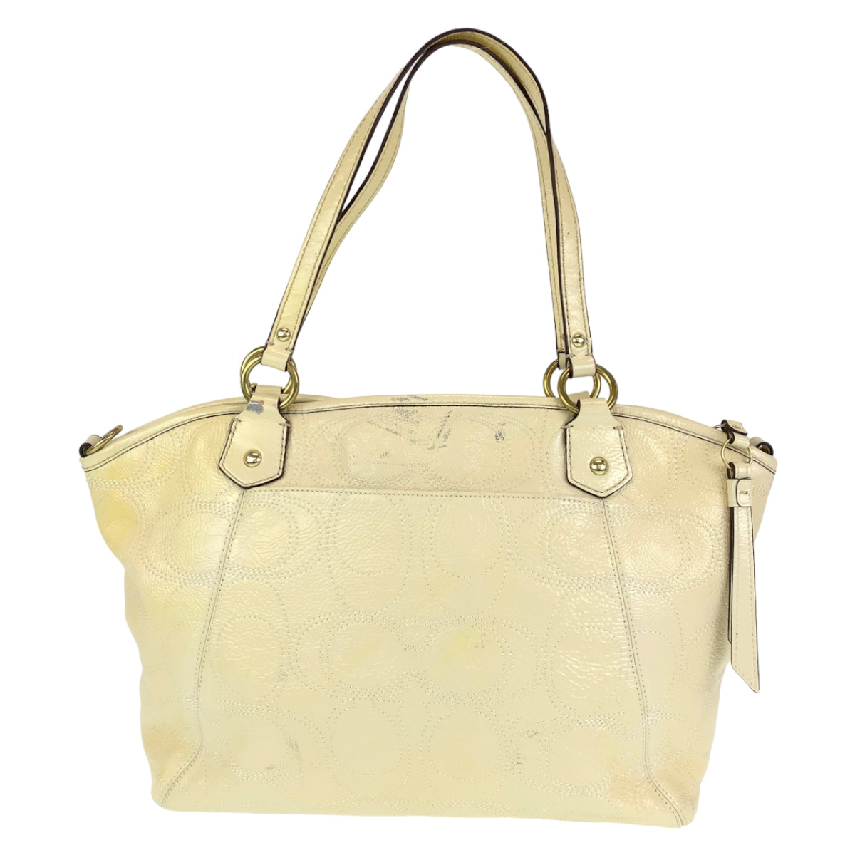 12667
 COACH Signature Cream Beige Enamel F19197 2way Shoulder Bag Tote Bag Crossbody Bag for Women