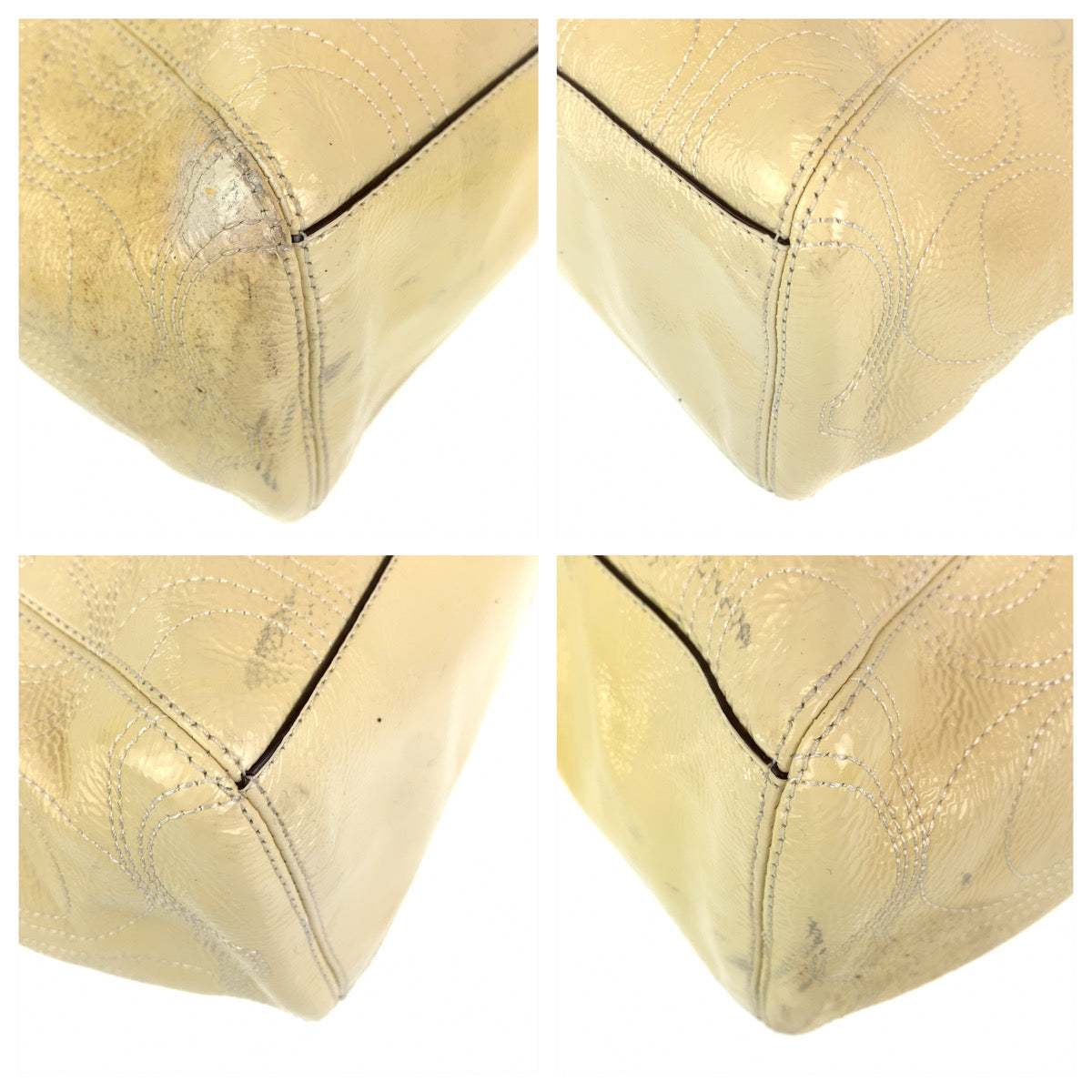 12667
 COACH Signature Cream Beige Enamel F19197 2way Shoulder Bag Tote Bag Crossbody Bag for Women