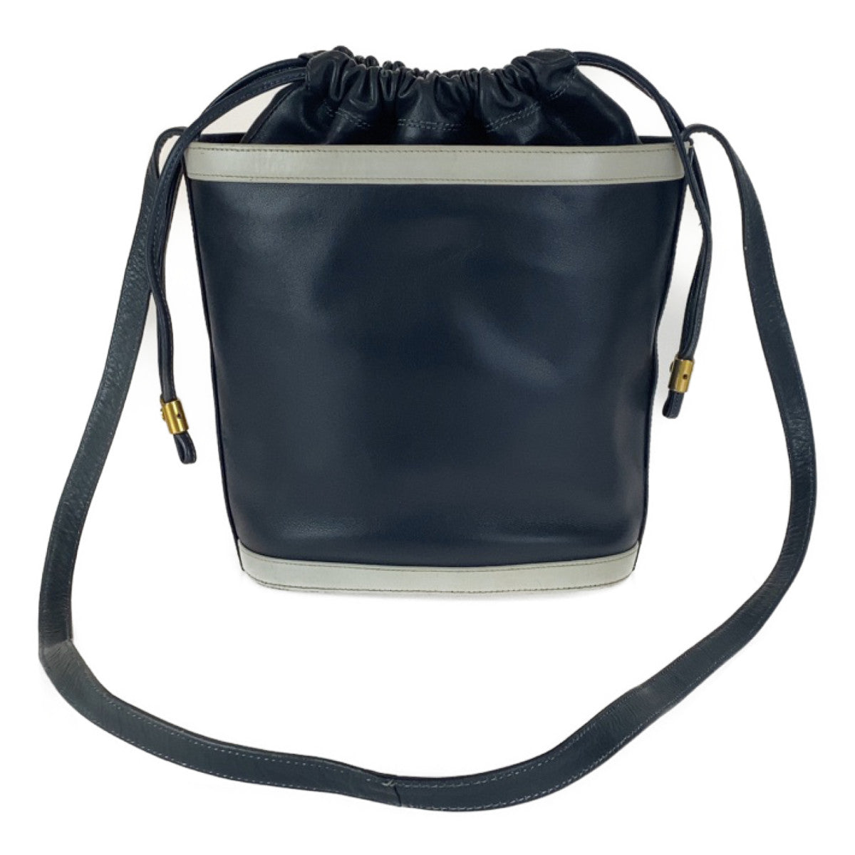 C-089
GUCCI グッチ ヴィンテージ ネイビー 紺 ゴールド金具 レザー ショルダーバッグ 斜め掛けバッグ  レディース