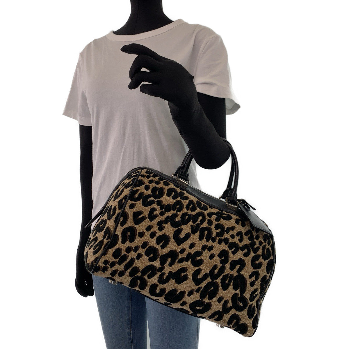C-053
LOUIS VUITTON ルイヴィトン ジャガード スピーディ30 ノワール ベージュ レオパード レザー M97396 ハンドバッグ ミニボストン  レディース