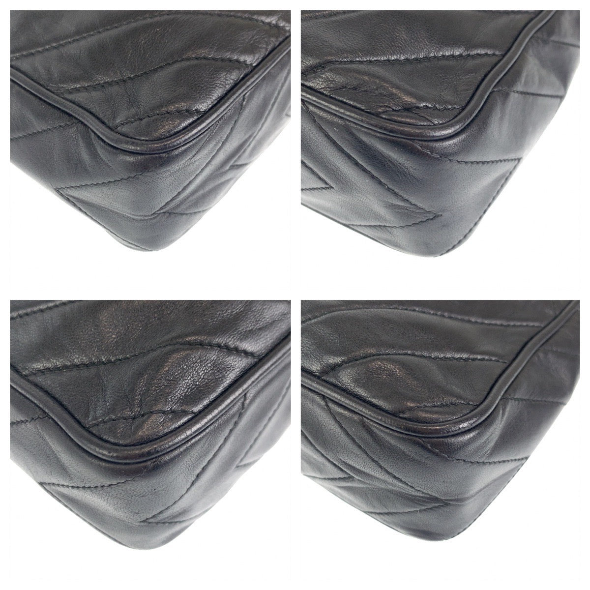 10236
CHANEL シャネル ヴィンテージ ダイヤステッチ ココマーク フリンジ ブラック ゴールド金具 ラムスキン 斜め掛け チェーン ショルダーバッグ ポシェット  レディース