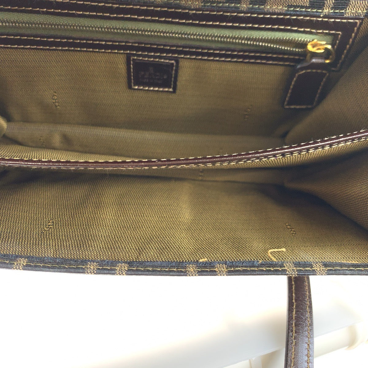 10237
FENDI フェンディ ヴィンテージ ズッカ柄 ブラウン 茶色 ゴールド金具 キャンバス 肩掛け ショルダーバッグ ハンドバッグ  レディース