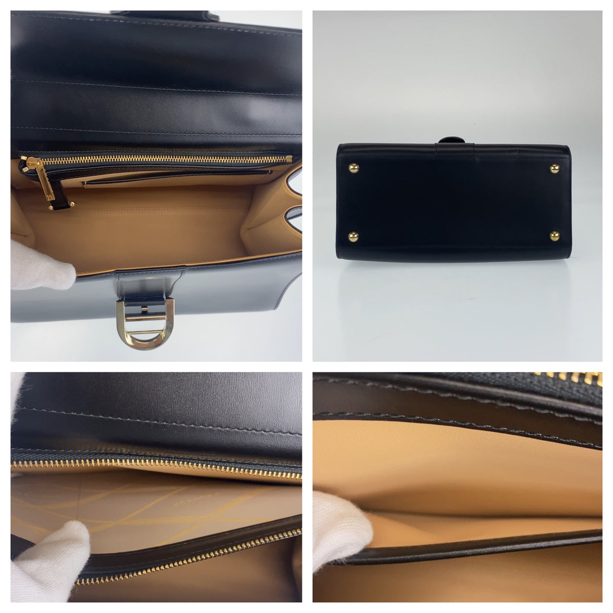 H-00204
DELVAUX デルヴォー ブリヨンMM ブラック 黒 ゴールド金具 ボックスカーフ ハンドバッグ トートバッグ  レディース