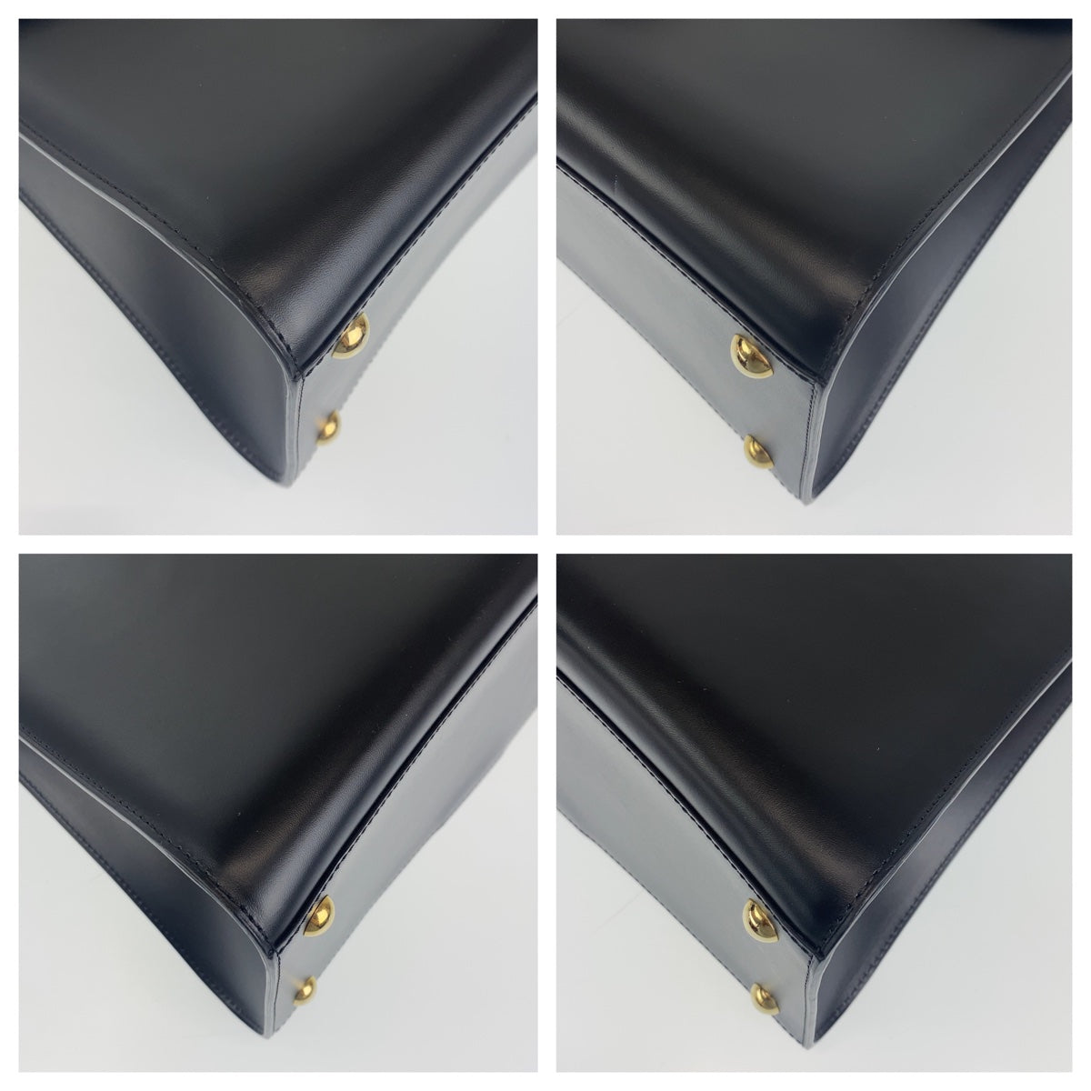 H-00204
DELVAUX デルヴォー ブリヨンMM ブラック 黒 ゴールド金具 ボックスカーフ ハンドバッグ トートバッグ  レディース