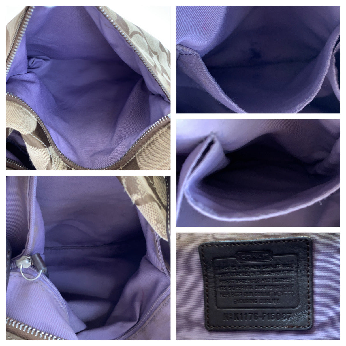 12666
 COACH Signature Brown Silver Hardware Canvas F15067 Shoulder Bag Pochette Crossbody Bag for Women