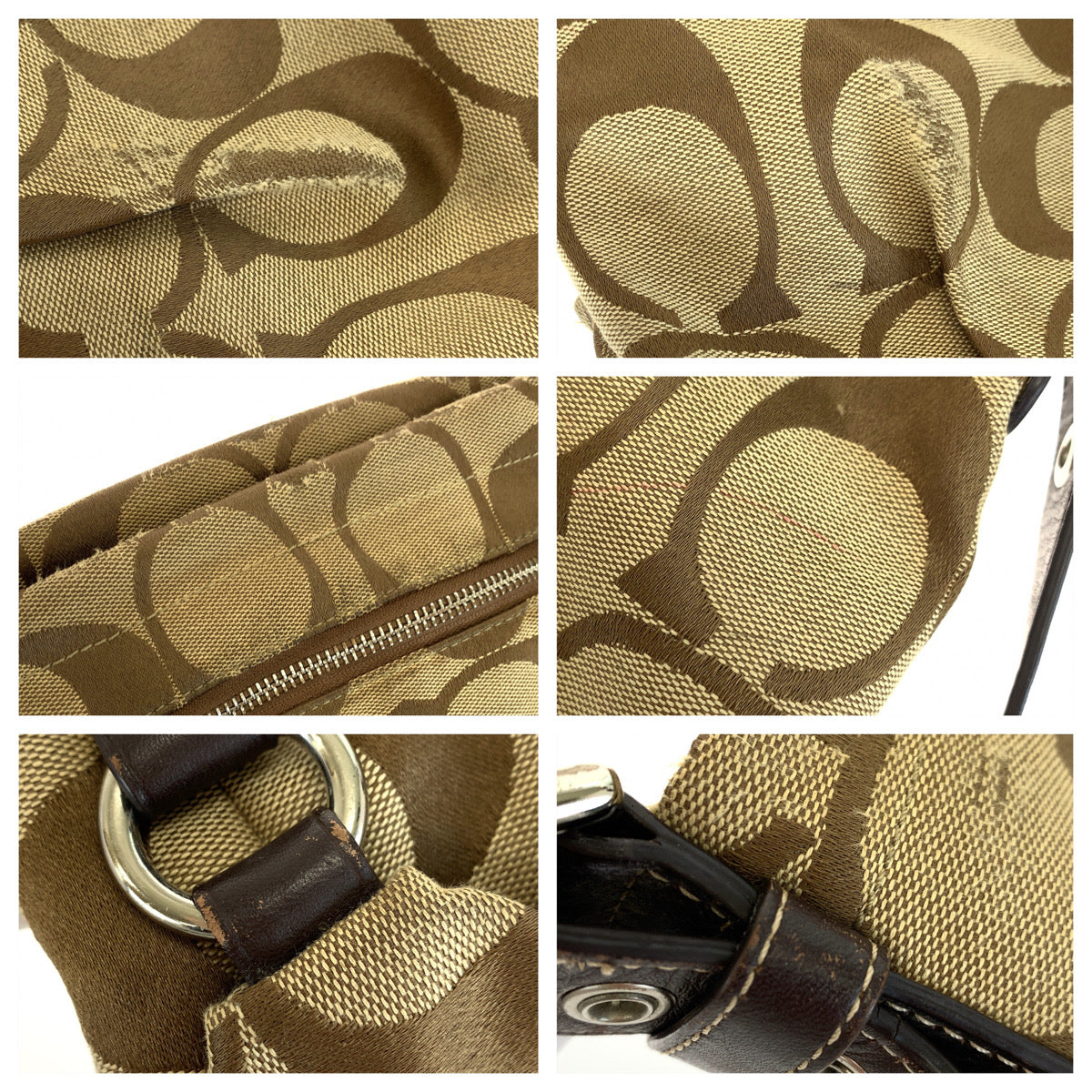 12666
 COACH Signature Brown Silver Hardware Canvas F15067 Shoulder Bag Pochette Crossbody Bag for Women