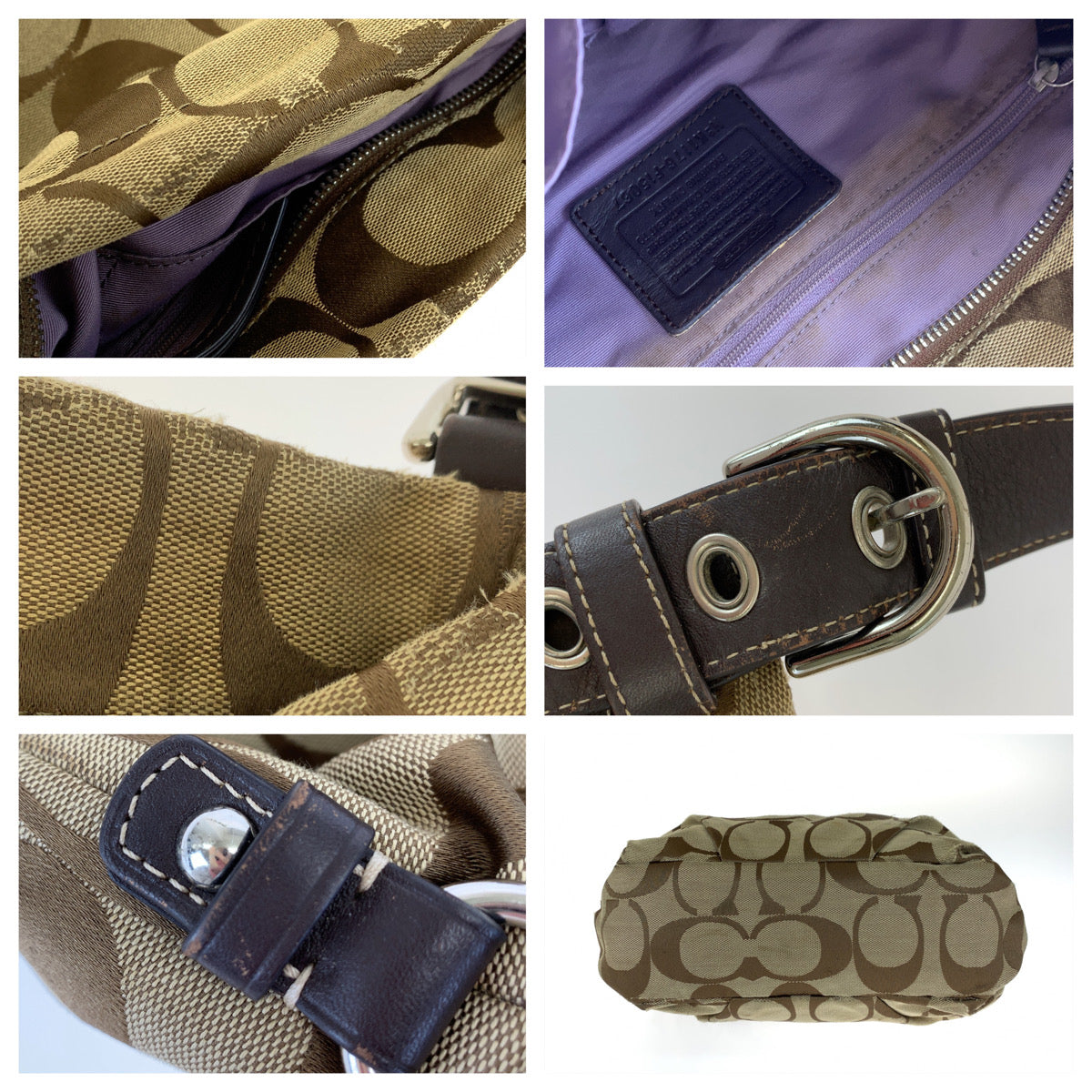 12666
 COACH Signature Brown Silver Hardware Canvas F15067 Shoulder Bag Pochette Crossbody Bag for Women