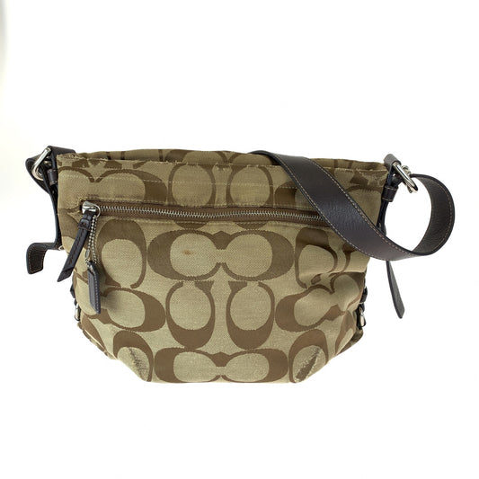 12666
COACH コーチ シグネチャー ブラウン シルバー金具 キャンバス F15067 ショルダーバッグ ポシェット 斜め掛け可能  レディース AB5