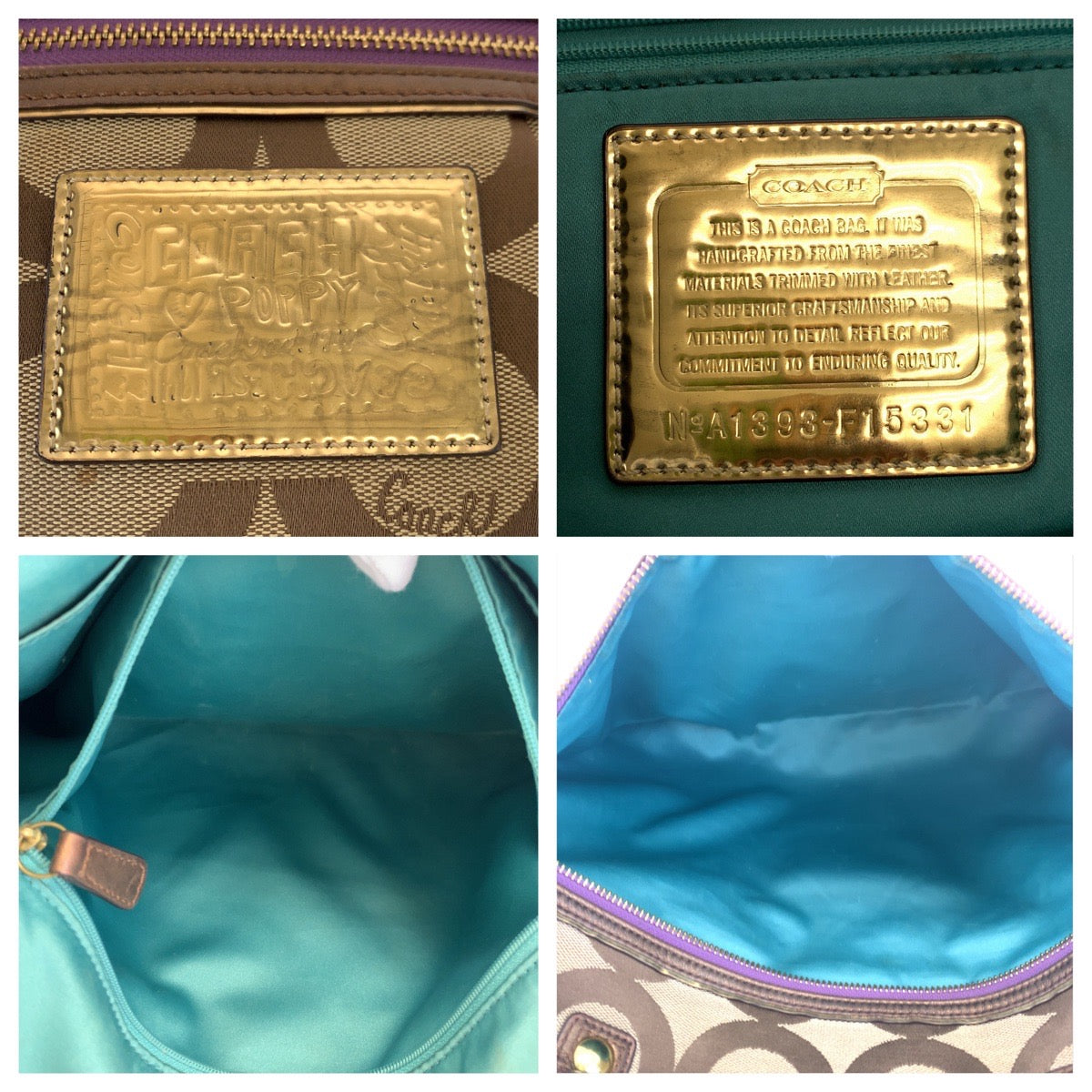 12661
COACH コーチ オプアート ポピー ベージュ ブラウン 茶 キャンバス F15331 トートバッグ ハンドバッグ  レディース
