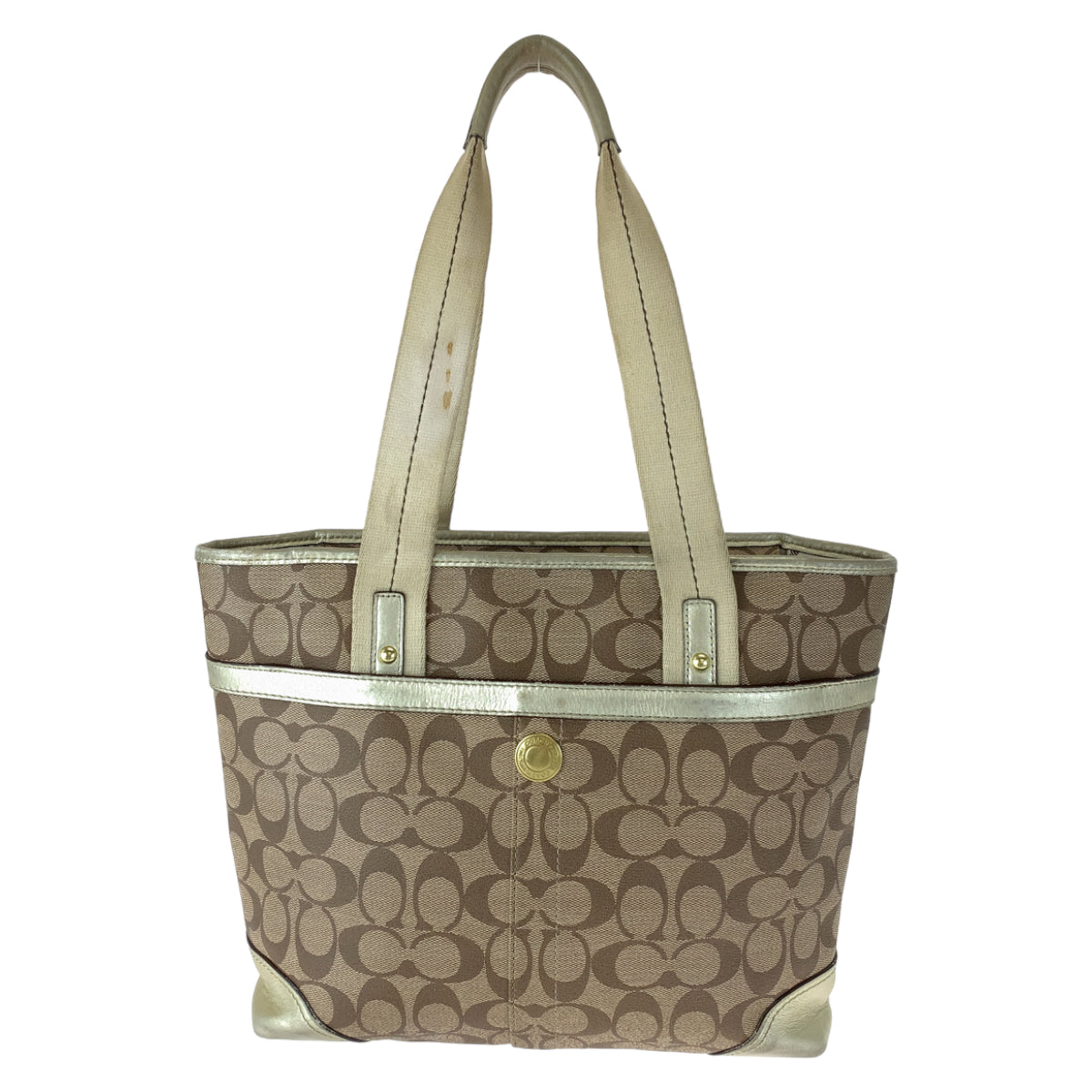12658
COACH コーチ シグネチャー ヘリテージ ストライプ ブラウン シルバー金具 PVC 11350 ショルダーバッグ トートバッグ  レディース AB5