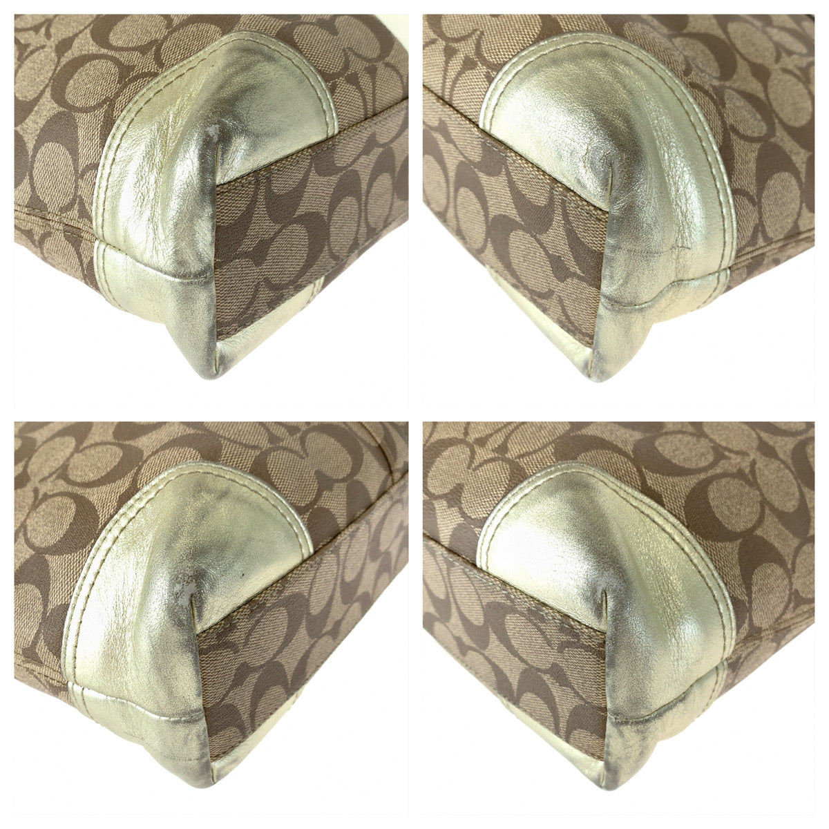 12658
COACH コーチ シグネチャー ヘリテージ ストライプ ブラウン シルバー金具 PVC 11350 ショルダーバッグ トートバッグ  レディース AB5