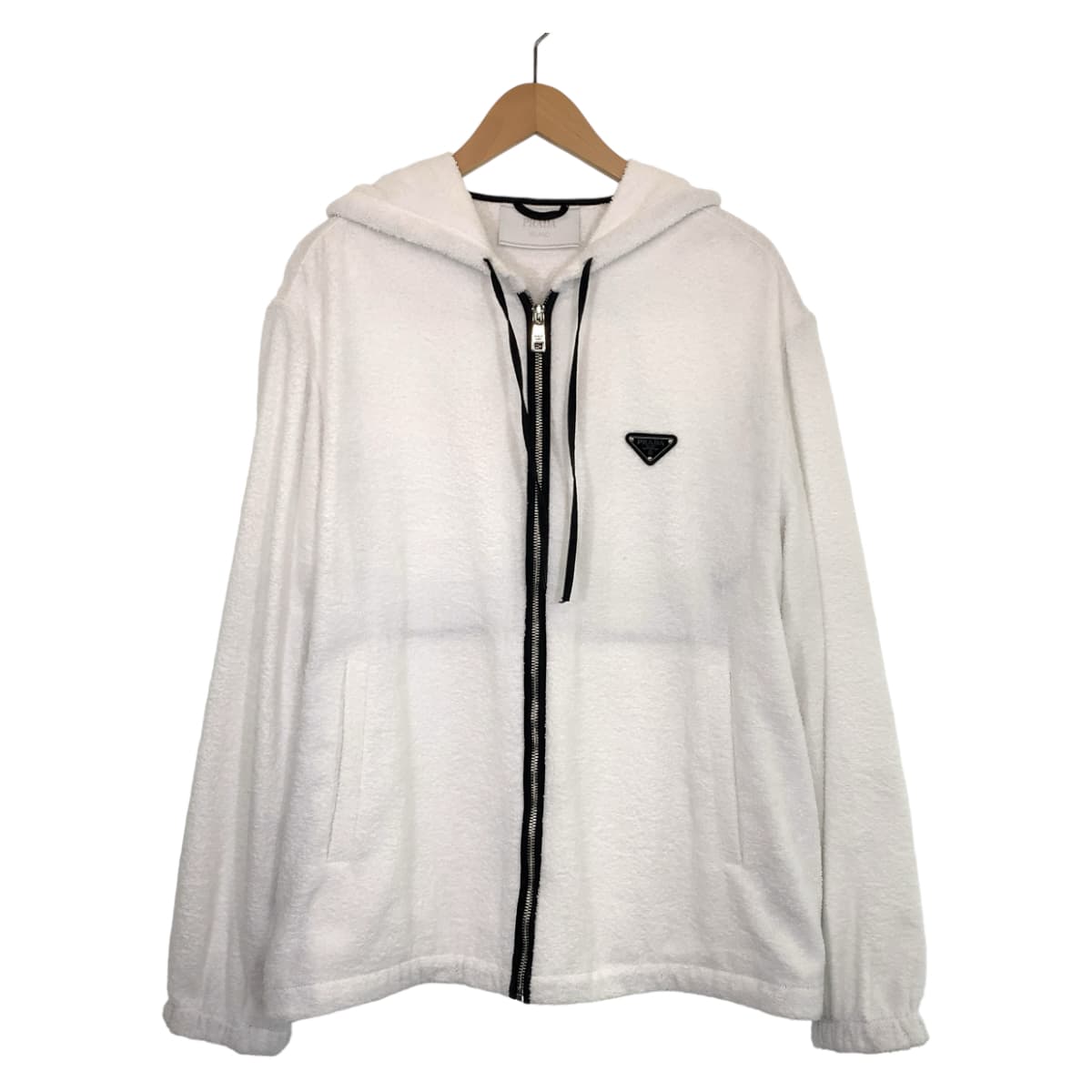 H-00315
PRADA プラダ テリークロス ジャケット サイズ48 ホワイト 白 コットン / キュプラ パーカー フーディー   メンズ