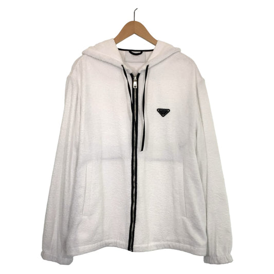 H-00315
PRADA プラダ テリークロス ジャケット サイズ48 ホワイト 白 コットン / キュプラ パーカー フーディー   メンズ