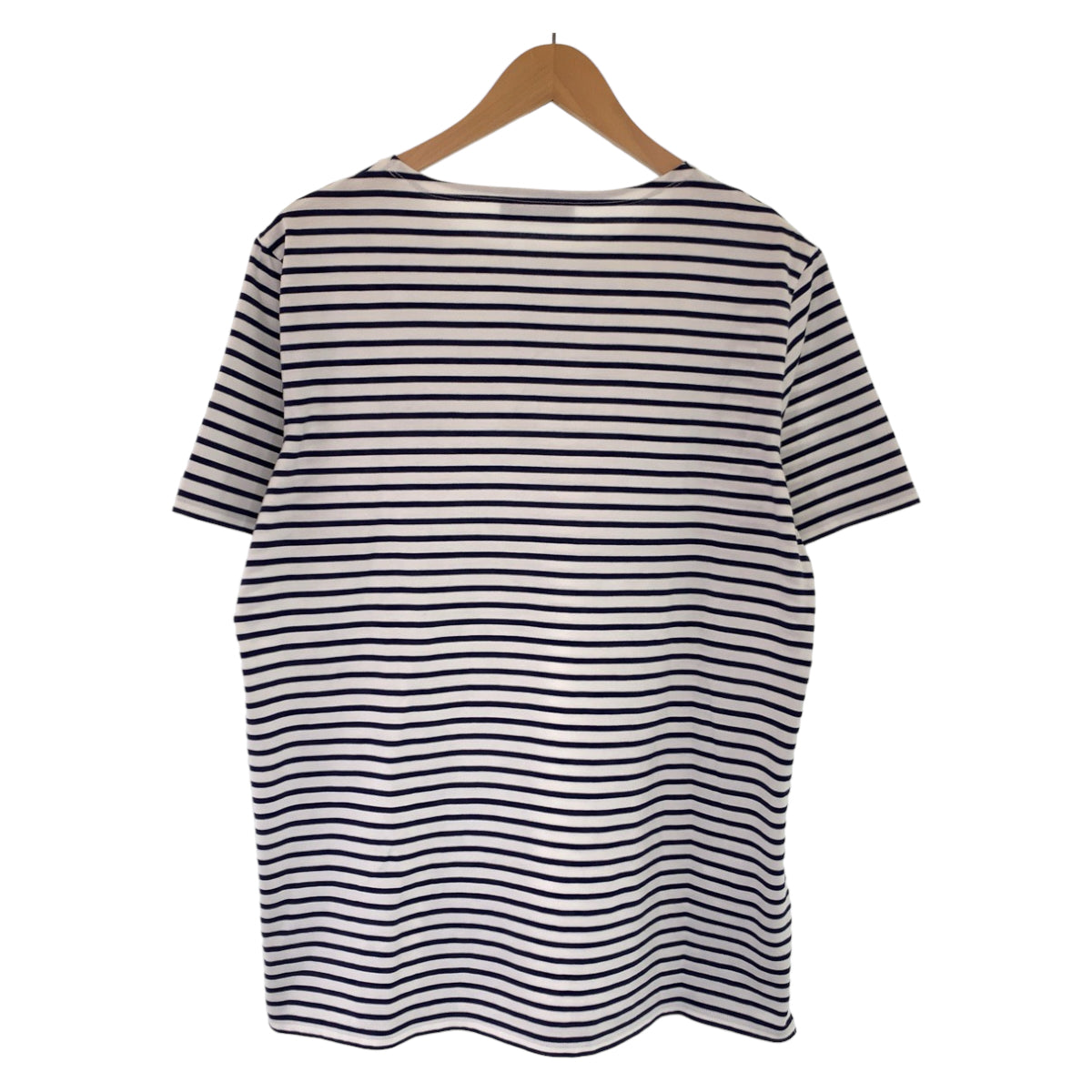 C-086
PRADA プラダ 三角ロゴ サイズS ホワイト 白 ネイビー 紺 コットン 半袖Tシャツ クルーネック ボーダー  メンズ