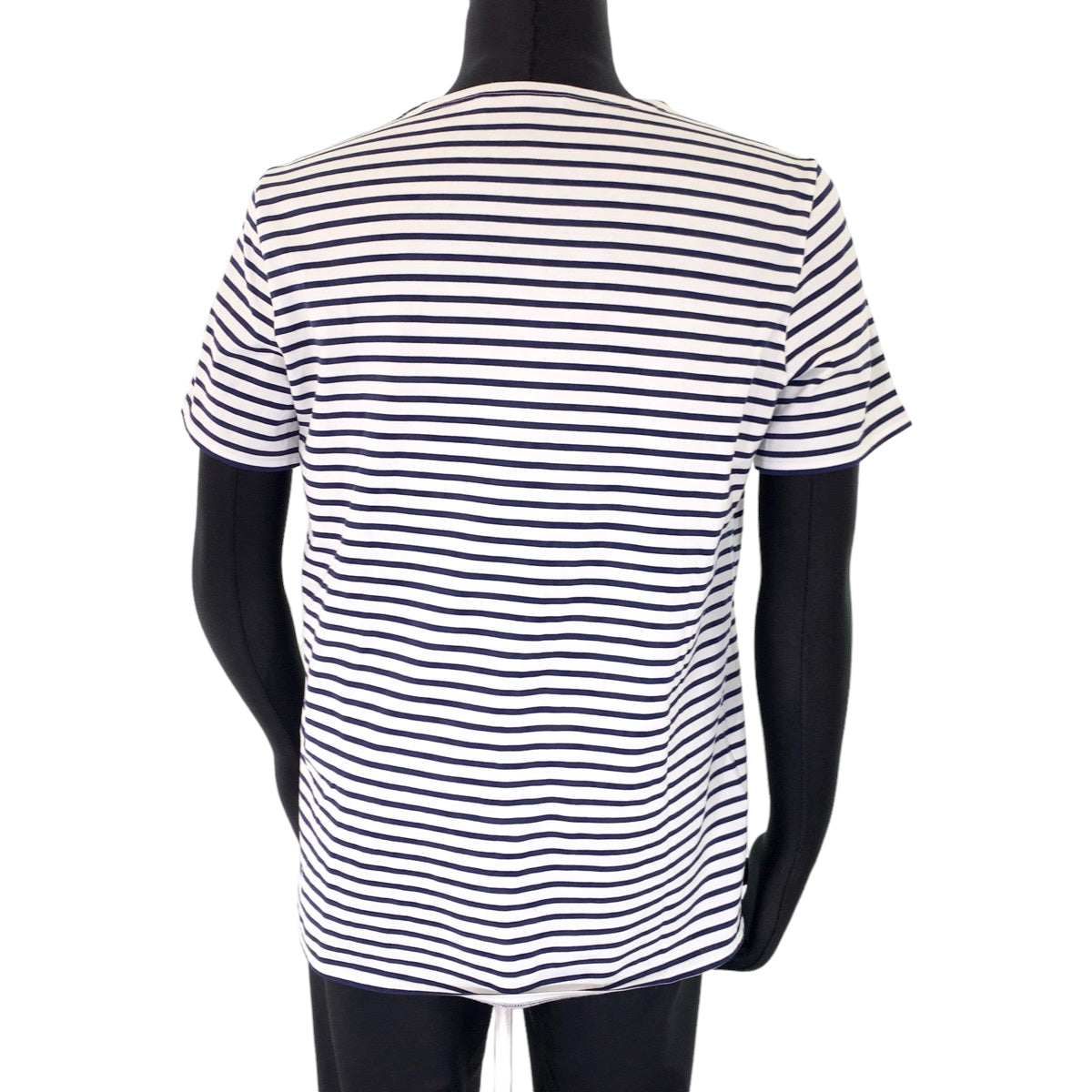 C-086
PRADA プラダ 三角ロゴ サイズS ホワイト 白 ネイビー 紺 コットン 半袖Tシャツ クルーネック ボーダー  メンズ