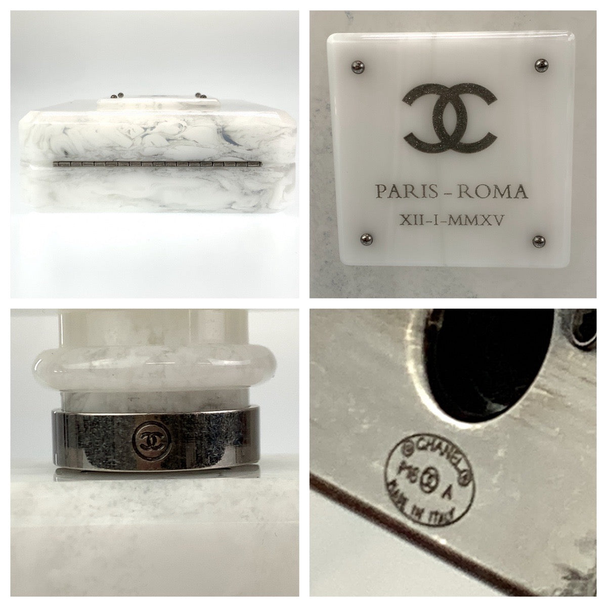 10249
CHANEL シャネル 大理石柄 2016Paris-Roma N°5 Parfume Bottle ミニバッグ ホワイト オフホワイト シルバー金具 プラスチック ボトルバッグ チェーンショルダーバッグ バニティバッグ  レディース A1500