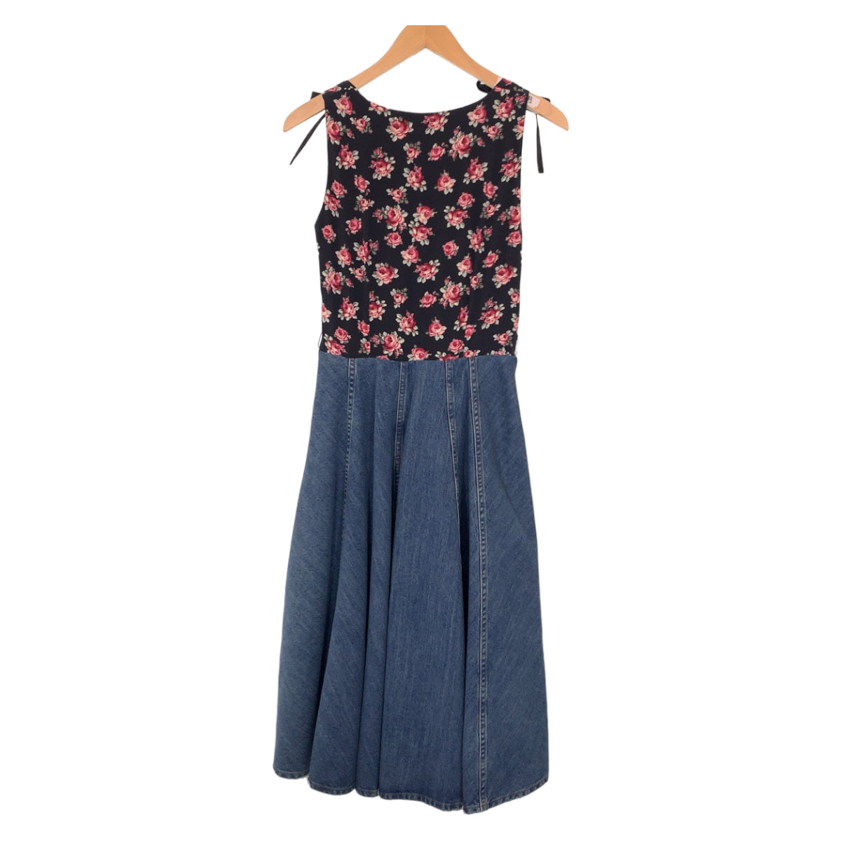 10251
 MIUMIU Miu Miu Floral Rhinestone Size 36 Black Cotton / Denim Dress Denim Dress Women's