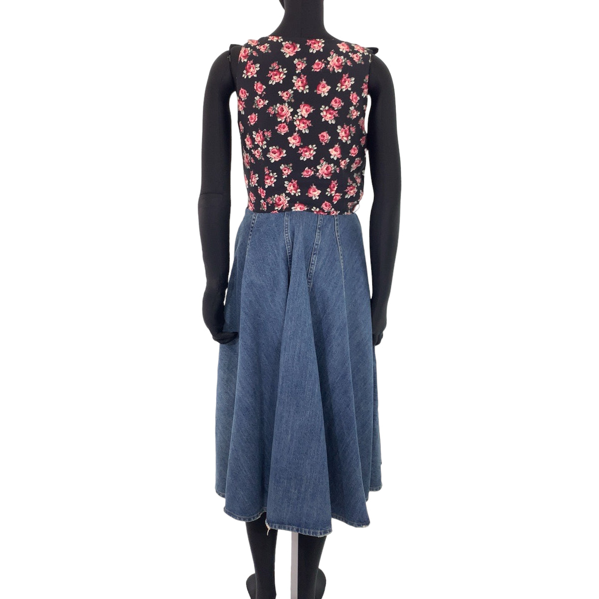 10251
 MIUMIU Miu Miu Floral Rhinestone Size 36 Black Cotton / Denim Dress Denim Dress Women's