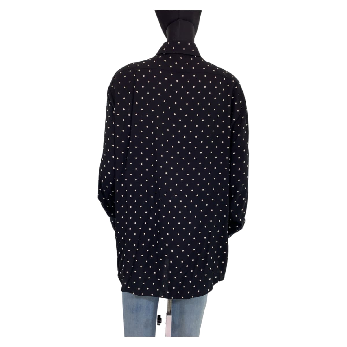 H-00328
CELINE セリーヌ ジョーゼットクラッシックシャツ サイズ39 ブラック 黒 ホワイト 白 レーヨン 2C091171D 長袖シャツ ブラウス  レディース
