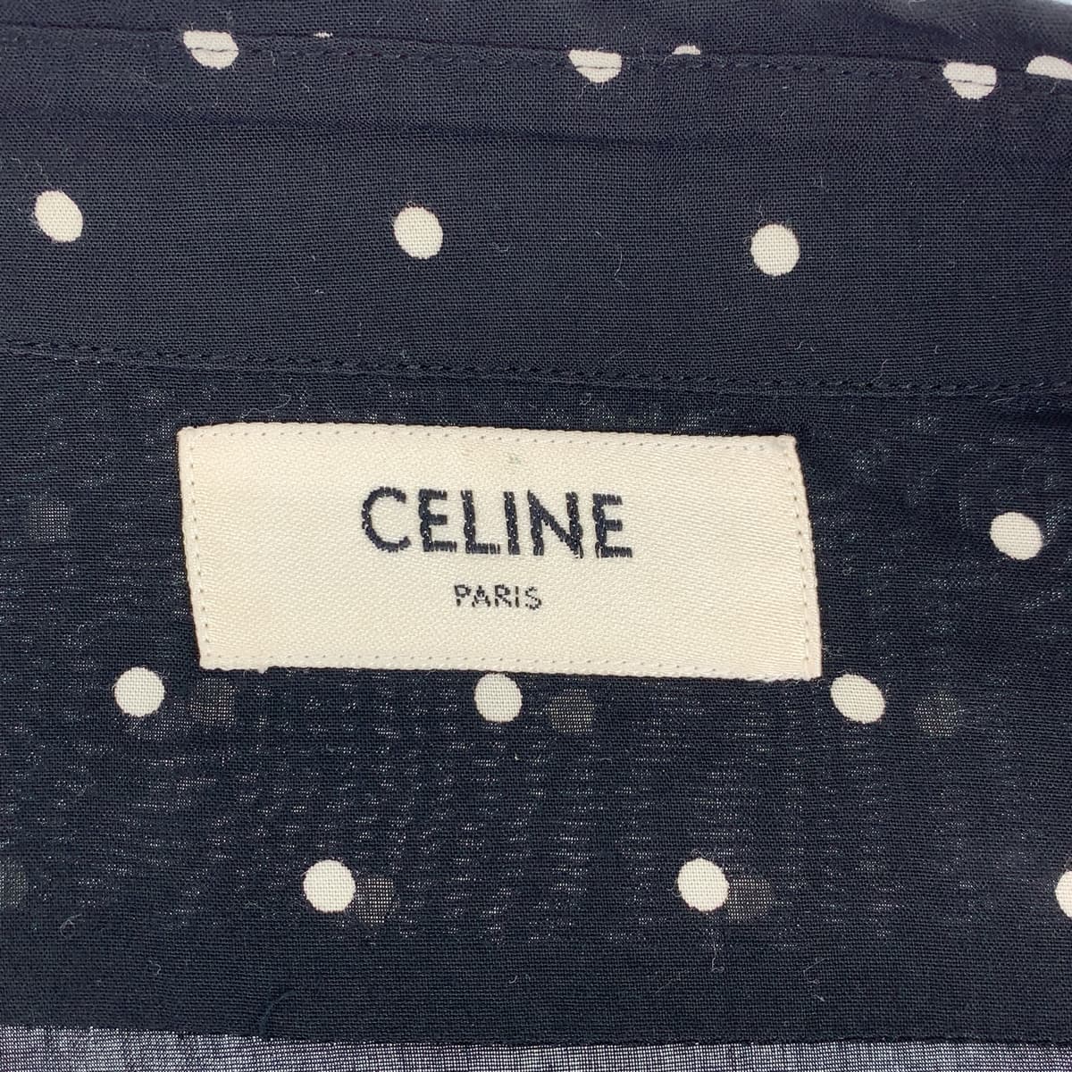 H-00328
CELINE セリーヌ ジョーゼットクラッシックシャツ サイズ39 ブラック 黒 ホワイト 白 レーヨン 2C091171D 長袖シャツ ブラウス  レディース