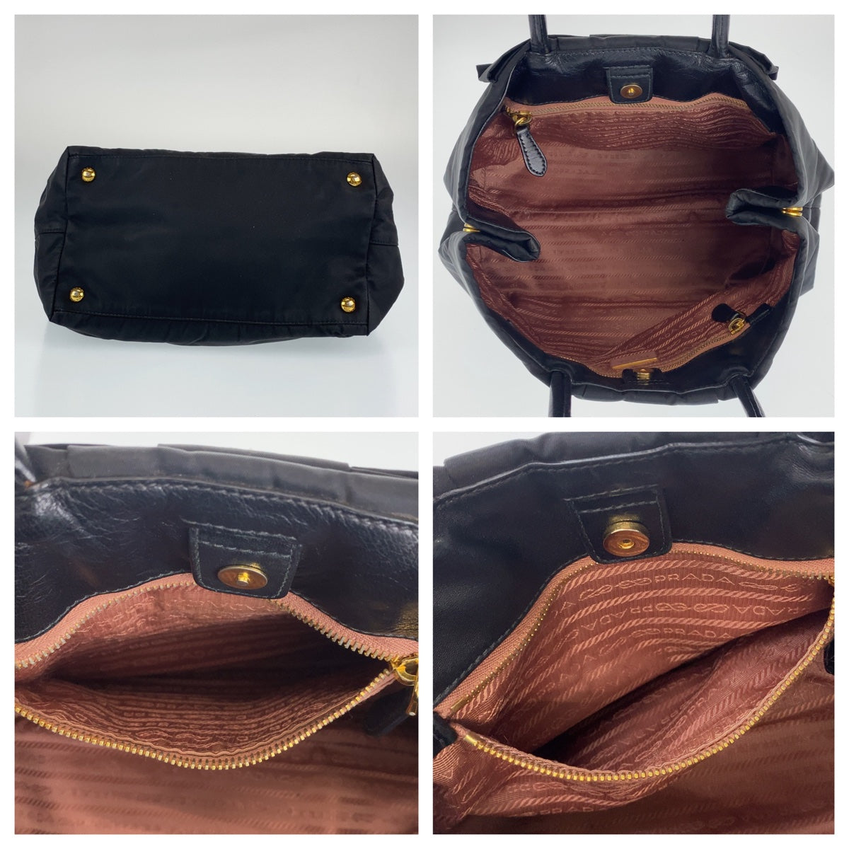 10253
PRADA プラダ テスート リボントート ブラック 黒 ゴールド金具 ナイロン BN1601 トートバッグ ハンドバッグ  レディース