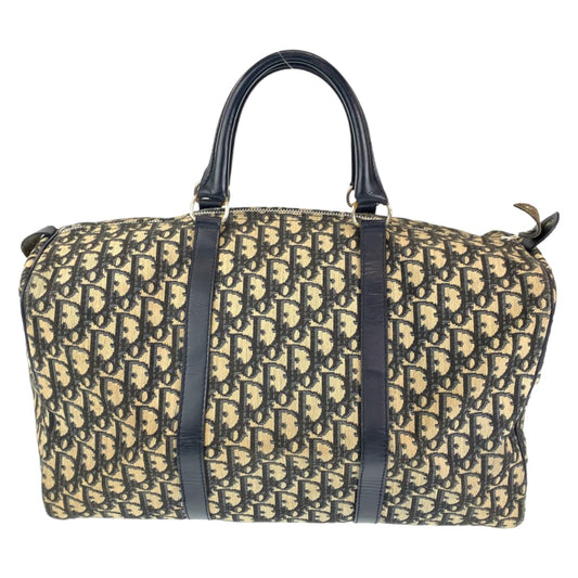 H-00333
Dior ディオール トロッター ネイビー ベージュ キャンバス ボストンバッグ ハンドバッグ  レディース