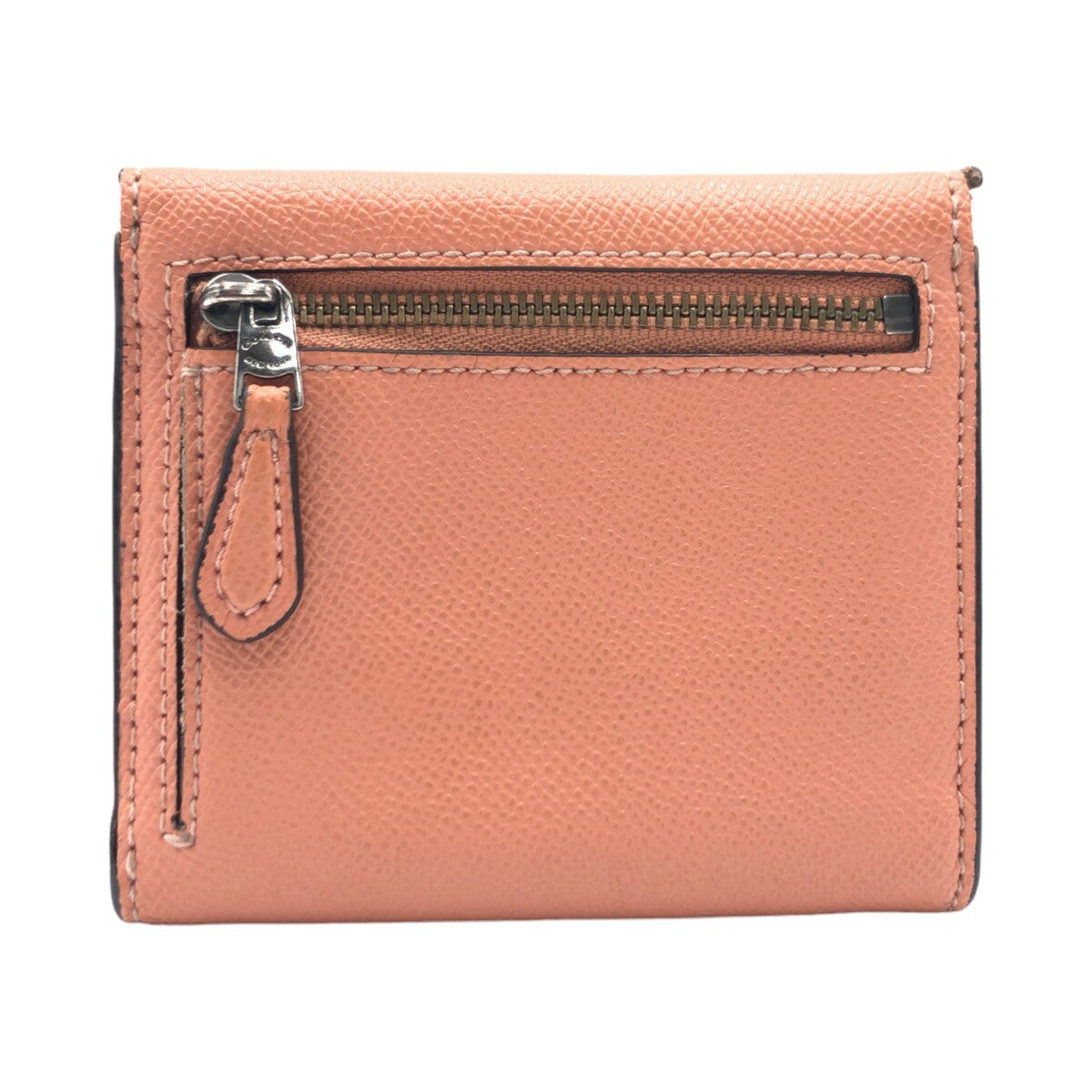 12656
COACH コーチ オレンジ ピンク レザー 折財布 コンパクトウォレット  レディース