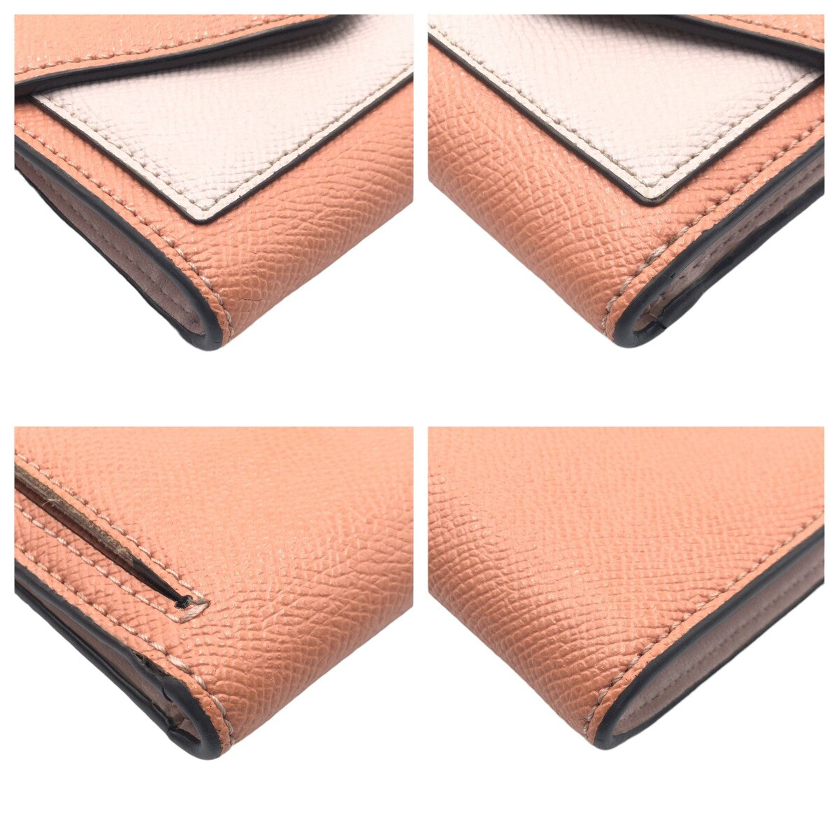 12656
COACH コーチ オレンジ ピンク レザー 折財布 コンパクトウォレット  レディース