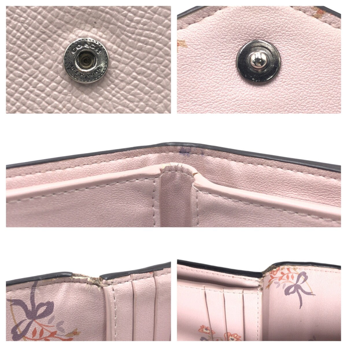 12656
COACH コーチ オレンジ ピンク レザー 折財布 コンパクトウォレット  レディース