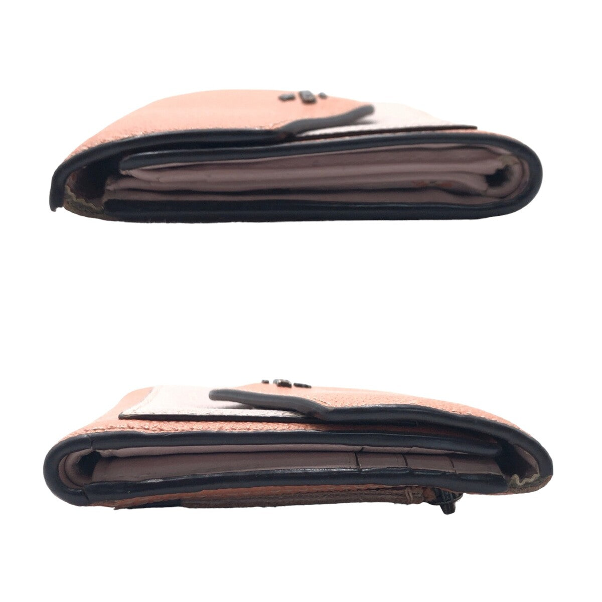 12656
COACH コーチ オレンジ ピンク レザー 折財布 コンパクトウォレット  レディース