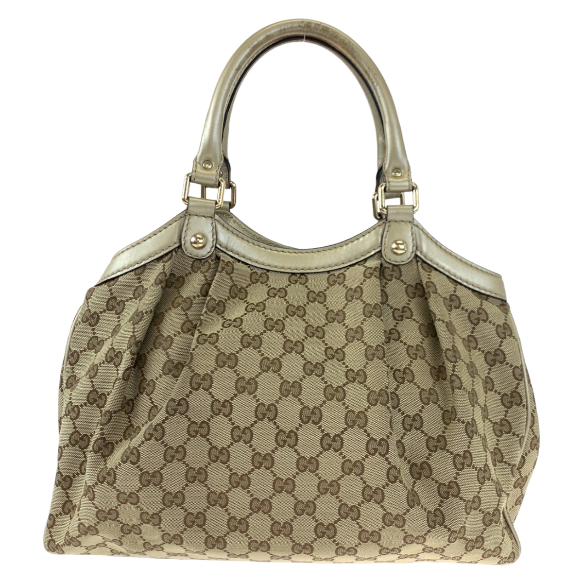 10256
 GUCCI Sukey Brown GG Canvas/Leather 211944 Tote Bag Shoulder Bag Handbag Women's